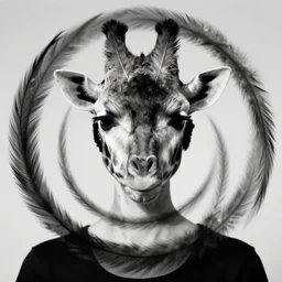 photographic portrait max ernst sad woman giraffe feathers face minimal spiraling