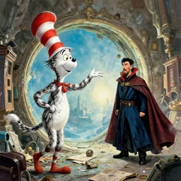 the third first image on the scattered absurdity server by Dr seuss and dr strange, very pretty, photorealistic, portal hopping and time warping with reckless abandon by Ivan Aivazovsky
