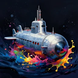 submarine deep sea by josan gonzalez splash art graphic design color splash high contrasting art, fantasy, highly detailed, art by greg rutkowski
