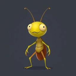 flat 2 d, cockroach character, gigachad, head torso legs feet, lorax movie, artstation