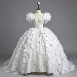 A wonderful queen with a wonderful large decorated warp detailed swan's plumes dress - n 9