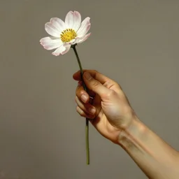 a arm with a hand holding a flower by frank frazetta