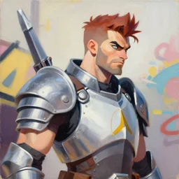 greg manchess portrait painting of armored vincent valentine as overwatch character, medium shot, asymmetrical, profile picture, organic painting, sunny day, matte painting, bold shapes, hard edges, street art, trending on artstation, by huang guangjian and gil elvgren and sachin teng