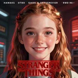 Anime as Sadie Sink playing Eleven from Stranger Things || cute-fine-face, pretty face, realistic shaded Perfect face, fine details. Anime. realistic shaded lighting poster by Ilya Kuvshinov katsuhiro otomo ghost-in-the-shell, magali villeneuve, artgerm, Jeremy Lipkin and Michael Garmash and Rob Rey as Eleven in Hawkins Lab cute smile