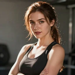 beautiful portrait of a gorgeous personal trainer who looks like Jill Valentine , character design by Ross Tran, artgerm  detailed, soft lighting