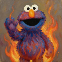 elmo fire gif, oil painting by michael whelan