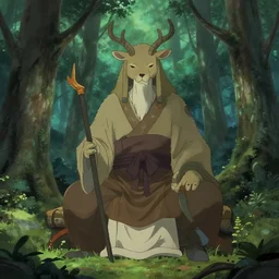ancient animal god in a forest by aoshima, chiho - digital art