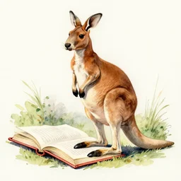 watercolor sketch of a story book kangaroo in the style of soviet propaganda