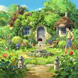 a creole garden from reunion island illustration by ( ( ( kenton nelson ) ) ), by makoto shinkai, by studio ghibli, anime, trending on artstation