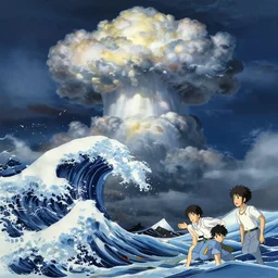 highly detailed illustration of high exposure tsunami at night with cumulonimbus clouds by makoto shinkai, by aaron horkey, by moebius, by nico delort, by dan mumford, by otomo, 4 k resolution, realistic colors