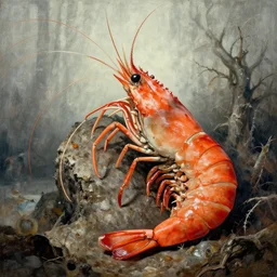 monstrously large shrimp, by john howe, h. r. giger