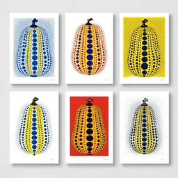 minimalist posters in the style of yayoi Kusama, inspired by Japan