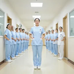 nurse, wide angle, full body