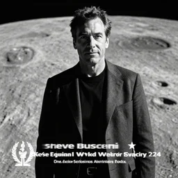 black and white photo of steve buscemi on the moon ultra detailed, 8 k, trending on artstation, award - winning art,