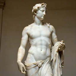 a marble greek statue of nicolas cage