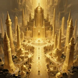 Lost city of El Dorado, golden relics, fantasy art, in the style of Turine Tran, illustration, epic, fantasy, intricate, elgant, amazing detail, digital painting, artstation, concept art, smooth, sharp focus