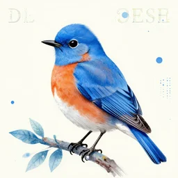 “painted bluebird, dotart, album art in the style of James Jean”
