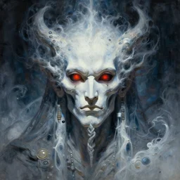 hyper detailed masterpiece, ancient immortal oracle death shaman face portrait, artgerm, moebius, donato giancola, tom bagshaw, zdizslaw beksinski, digital art painting, dream wave aesthetic, ethereal, epic, futurism