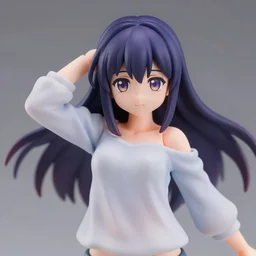 complete figure of emo girl wearing a comfy blouse, torso gone, missing torso, absence of torso, personification, tsurime eyes, tareme eyes, eyes by kon satoshi, ^. ^ eyes, dynamic pose, amiami, aniplex, kotobukiya, beautiful composition, 4 5 mm lens, focal length 2, hdr