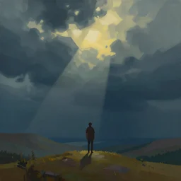 standing, contrasting colors, the place of wonder, critical detail, wlop by ( jeremiah ketner ), atmospheric dreamscape painting, a simple textured vector based illustration, sharp focus