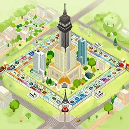 2. 5 d perspective view, city with monopoly landscape