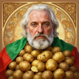 lukashenko covered in potatoes, portrait, red and green flag, intricate, elegant, highly detailed, digital painting, artstation, concept art, wallpaper, smooth, sharp focus, illustration, art by h. r. giger and artgerm and greg rutkowski and alphonse mucha