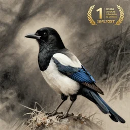 a drawing of a magpie