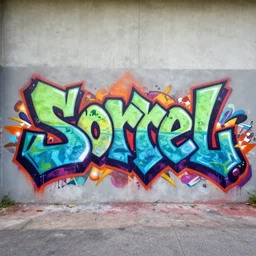 graffiti of the word'sorrel ', inside the colorful 3 d graffiti realm, high definition image, extremely detailed and intricate