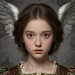 closeup portrait perfectly highly detailed girl, wings on head, 1 7 th century clothes, cute eyes, swirly intricate linework background by stanley artgerm lau, smooth, digital painting, by greg rutkowski and james jean, zbrush, trending on artstation, unreal engine 5