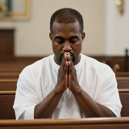 kanye west praying in a church