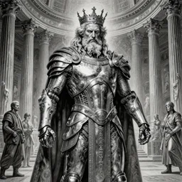 Dieselpunk encaustic silverpoint immense regal portrait anthony hopkins wearing nanotech cuirass as zeus interior of mount olympus pantheon electrified badass god standing around ruan jia greg rutkowski jean giraud