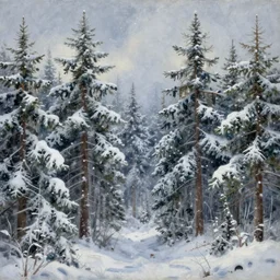 surreal trippy coniferous forest taiga blizzard, extremely detailed oil painting, rhads, sargent and leyendecker, savrasov levitan polenov, bruce pennington, studio ghibli, tim hildebrandt, digital art, landscape painting, trending on artstation, masterpiece