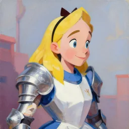 greg manchess portrait painting of partially armored alice in wonderland as overwatch character, wacky, medium shot, asymmetrical, profile picture, organic painting, sunny day, matte painting, bold shapes, hard edges, street art, trending on artstation, by huang guangjian and gil elvgren and gil bruvel