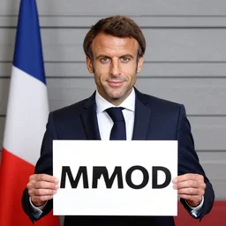 Emmanuel macron mugshot holding a sign with his name on it