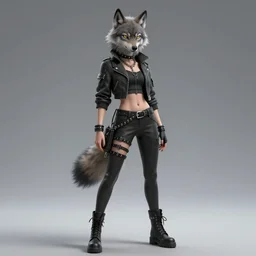 urban dark fantasy edgy female humanoid anthropomorphic wolf dressed like a punk posing heroically in the style of soviet propaganda posters trending on artstation deviantart pinterest furaffinity