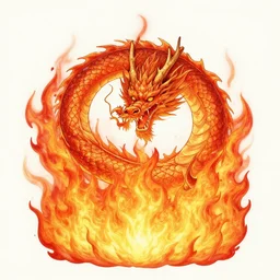 a dragon emerging from a massive fire by ruan jia