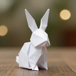 a bunny made from origami, photography 4k, f1.8 anamorphic, bokeh, 4k, Canon, Nikon