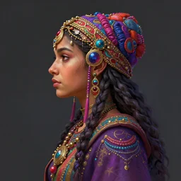 side - profile painted portrait, maya ali as a sorcerer, fantastically gaudy colors, octane render, gloomhaven, matte painting concept art, official fanart behance hd artstation by jesper ejsing, by rhads and makoto shinkai and lois van baarle and ilya kuvshinov and rossdraws