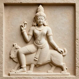 photograph of a bas relief of lindsey pelas found in an ancient hindu temple, by charlotte grimm, natural light, detailed face, canon eos c 3 0 0, ƒ 1. 8, 3 5 mm, 8 k, medium - format print, half body shot
