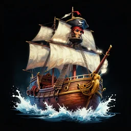 pirate ship splash art graphic design color splash high contrasting art, fantasy, highly detailed, art by greg rutkowski