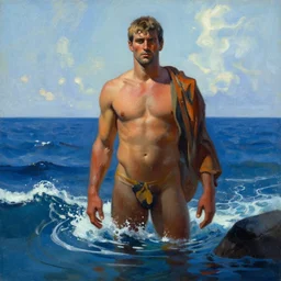 ween ocean man painted by frazetta 4 k
