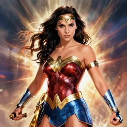 Gal Gadot as Wonder Woman, Anime, action shot
