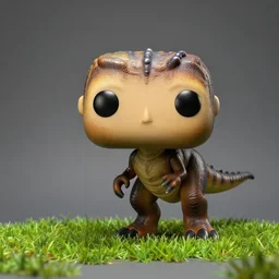 Funko pop of a tyrannosaurus in the grass, photo studio, professional photo, commercial photo, professional lighting, trending in artstation, HDR