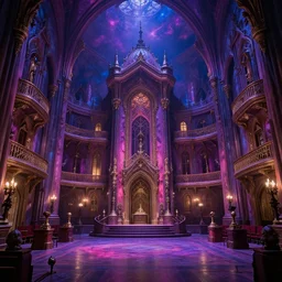 eldritch legislature, fantasy, realistic colorful photography, interior, hyperrealism, incredible, award - winning photography, regal, rich colors, by greg rutkowski, lovecraftian, purple pink blue