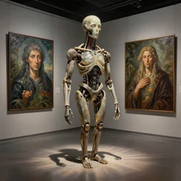 i remember the first science exhibitions,'moksha - an ai seeking enlightenment they said, volumetric lighting and shadows, concept art, biomechanical, realistic oil painting by alex grey and gustave dore,