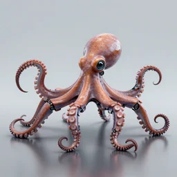 robotic octopus, octane render, 4K, realistic reflection