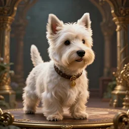 west highland terrier, fairy tale, stunning, surrounding cinematic light, hyper detailed, ornate and intricate, 4 k cinematic octane render