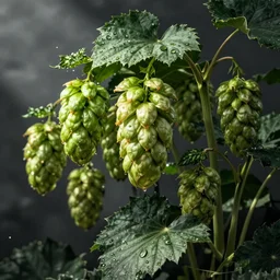 matte painting of a hop plant with oversized cones