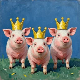 3 pigs wearing crowns by Sonia Delaunay