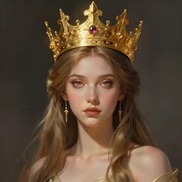 goddess of the golden crown, highly detailed, digital painting, artstation, concept art, smooth, sharp focus, illustration, unreal engine 5, 8 k, art by artgerm and greg rutkowski and edgar maxence
